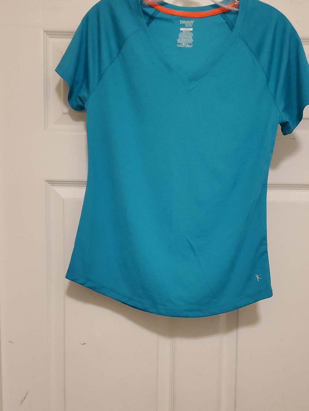 Danskin Now Teal V-Neck Active Short Sleeve Tee